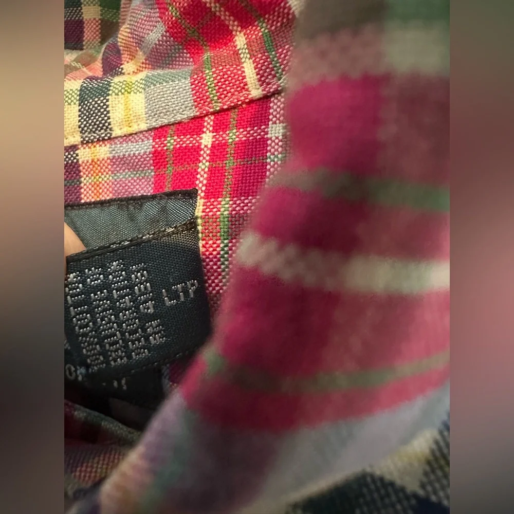 Ralph Lauren Custom Fit Plaid Button Down Shirt in Red/Blue/Green